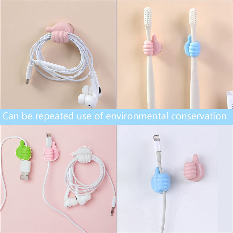  [AUSTRALIA] - kekafu 8Pcs Adhesive Thumb Cable Clip Key Hook Wall Hangers Earphone Cable Organizer Holder Desktop Cord Wire Clips Keeper Multi-Function Wall Hooks for Data Cable Earphone Belt hat Key Storage