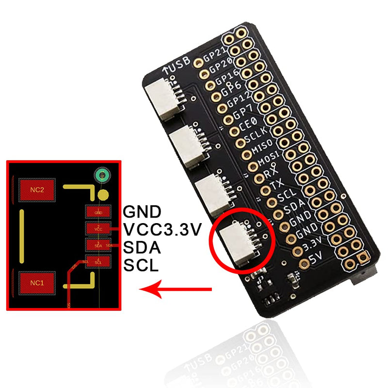  [AUSTRALIA] - Treedix 2pcs 2x20 GPIO Header Connection Ports PI Hat GPIO Breakout Board GPIO Connector Compatible with Raspberry pi for JST 1mm 4 Channel Easily Read Multiple Sensors with The Same I2C Address