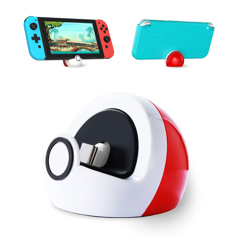  [AUSTRALIA] - Antank Tiny Charging Stand Compatible with Nintendo Switch/Switch Lite/Switch OLED, Cute Switch Dock Station with USB-C Port, Portable Charger Stand for Switch Games, No Projection, Red&White