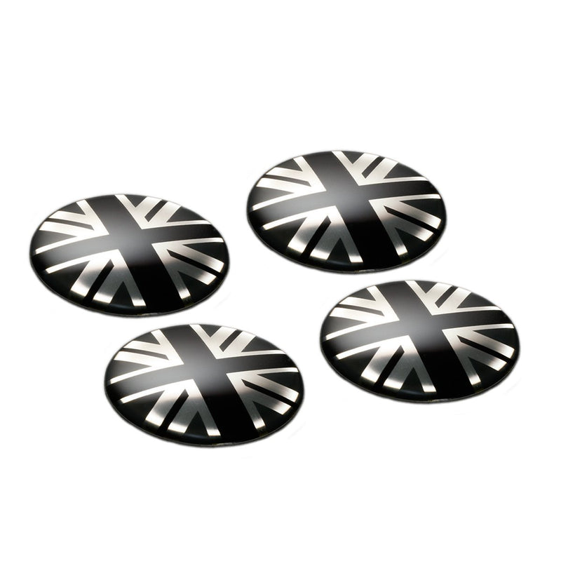 4x Black/Grey Union Jack UK Flag Style Wheel Center Cap Covers For MINI Coopers - LeoForward Australia