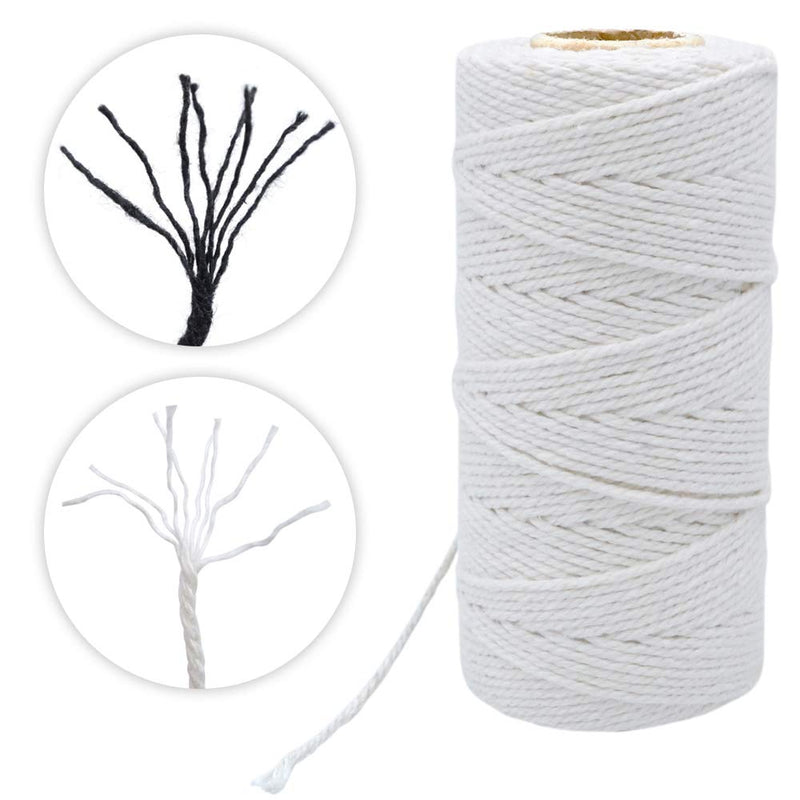  [AUSTRALIA] - White String,Black String,656 Feet Cotton String,2mm Christmas String Bakers Twine for Gardening,Decoration,Tying,Crafts and Christmas Gift Wrapping 2 Pcs Black & White