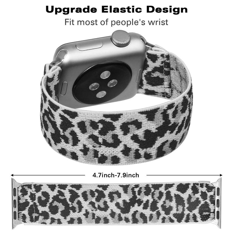  [AUSTRALIA] - BMBEAR Stretchy Strap Loop Compatible with Apple Watch Band 38mm 40mm iWatch Series 6/5/4/3/2/1 Snow Leopard 1-Snow Leopard 38mm/40mm S-fits Wrist Size: 4.7-6.3 inch