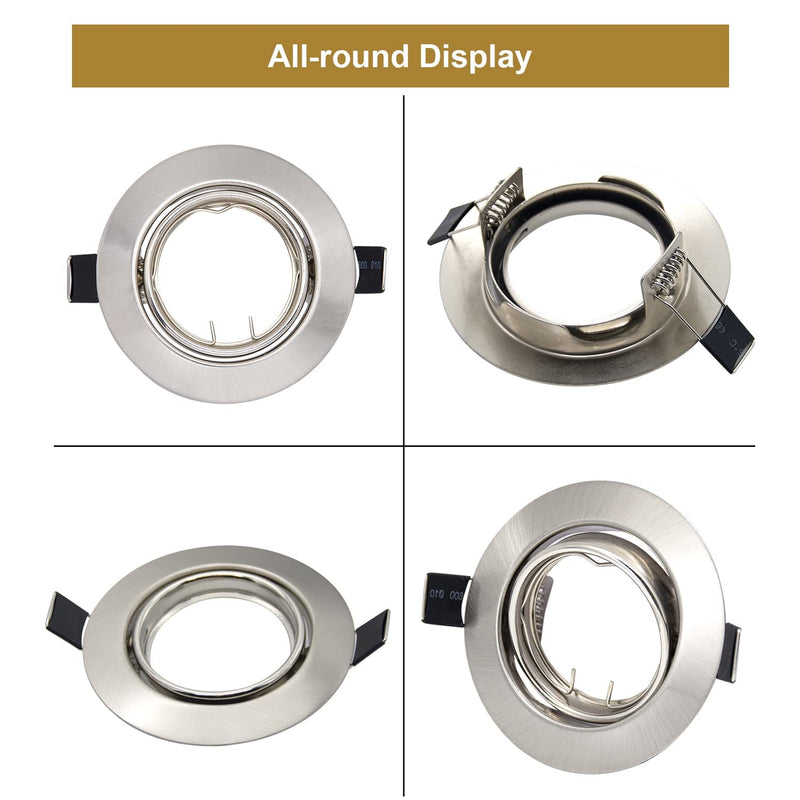  [AUSTRALIA] - Wondlumi Set of 6 LED recessed spotlight frames GU10 swiveling round 230V brushed stainless steel recessed frame ceiling lamp recessed spots including socket for GU10 LED/halogen 6 pieces round