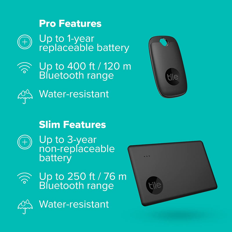  [AUSTRALIA] - Tile Performance Pack (2022) 2-pack (1 Pro, 1 Slim)- Bluetooth Tracker, Item Locator & Finder for Keys, Wallets & more; Easily Find All Your Things. Phone Finder. iOS and Android Compatible. 2 Pack Performance Pack - 2022 Model