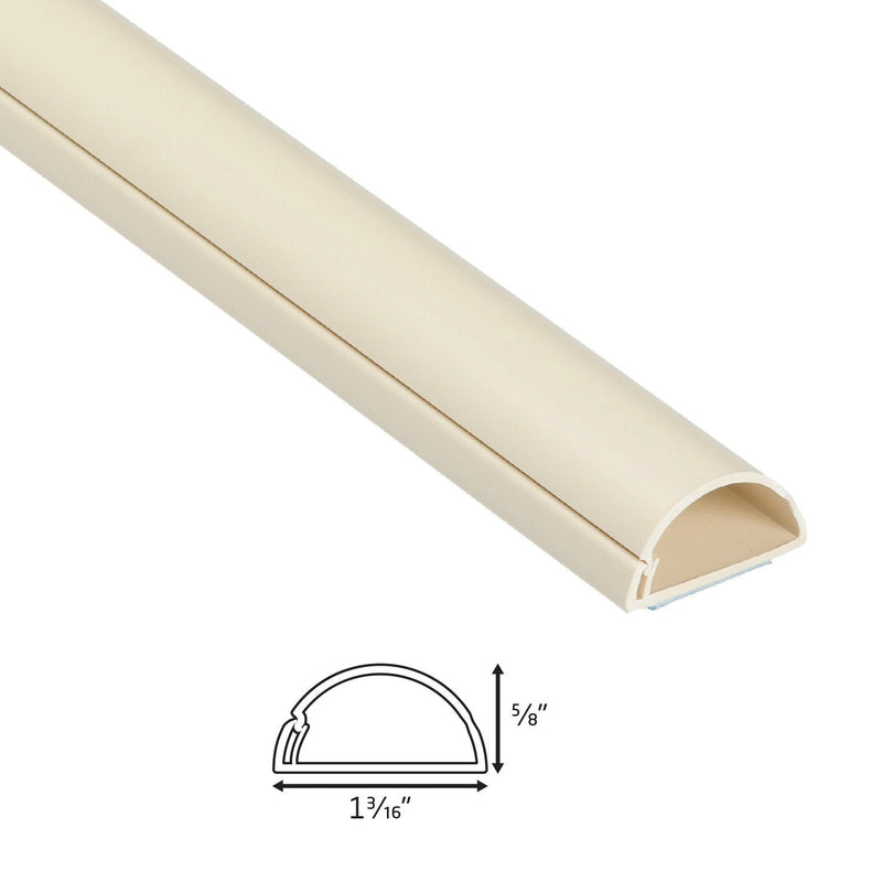  [AUSTRALIA] - D-Line 13.12ft Beige Cord Cover Kit, Half Round Cable Raceway, Self-Adhesive On Wall Cord Hider, TV Wire Hider, Cable Management - 4x 1.18" (W) x 0.59" (H) x 39" Lengths & 12 Accessories Medium (Mini)