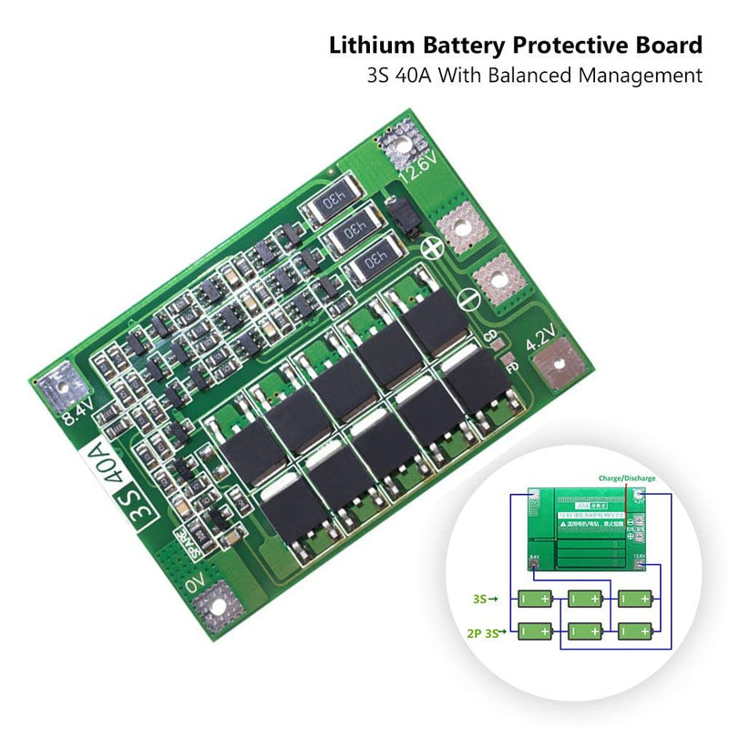  [AUSTRALIA] - XBERSTAR 2PCS-3S 12.6V 18650 Lithium Battery Charger Protection Board PCB BMS Cell 40A Module