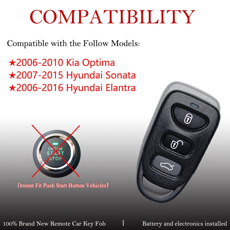  [AUSTRALIA] - Key Fob Remote Replacement Fits for Hyundai Elantra 2006-2016/Sonata 2007-2015/Kia Optima 2006-2010 OSLOKA-950T/310T/360T Keyless Entry Remote Control 315MHz