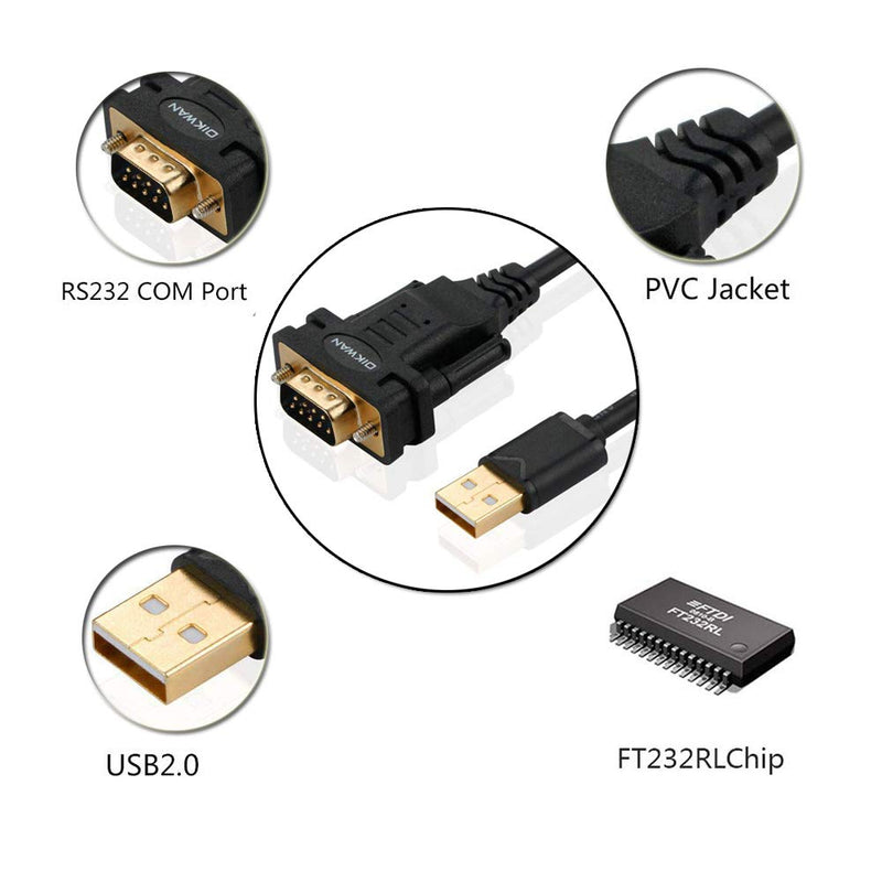 USB to RS232, OIKWAN USB Serial Adapter with FTDI Chipset,USB 2.0 to Male DB9 Serial Cable for Windows 10, 8, 7, Vista, XP, 2000, Linux and Mac OS(6ft)… 6FT USB to DB9 - LeoForward Australia