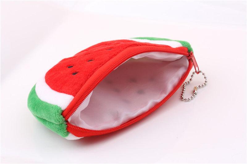 Funny live Soft Plush Big Volume Watermelon Pencil Case Cosmetic Makeup Pouch Coin Bag (Red) Red - LeoForward Australia