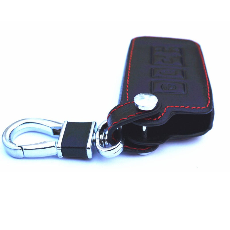  [AUSTRALIA] - WFMJ Black Leather 4 Buttons Remote Smart Key Chain Cover Case for Toyota Avalon Camry Corolla Highlander