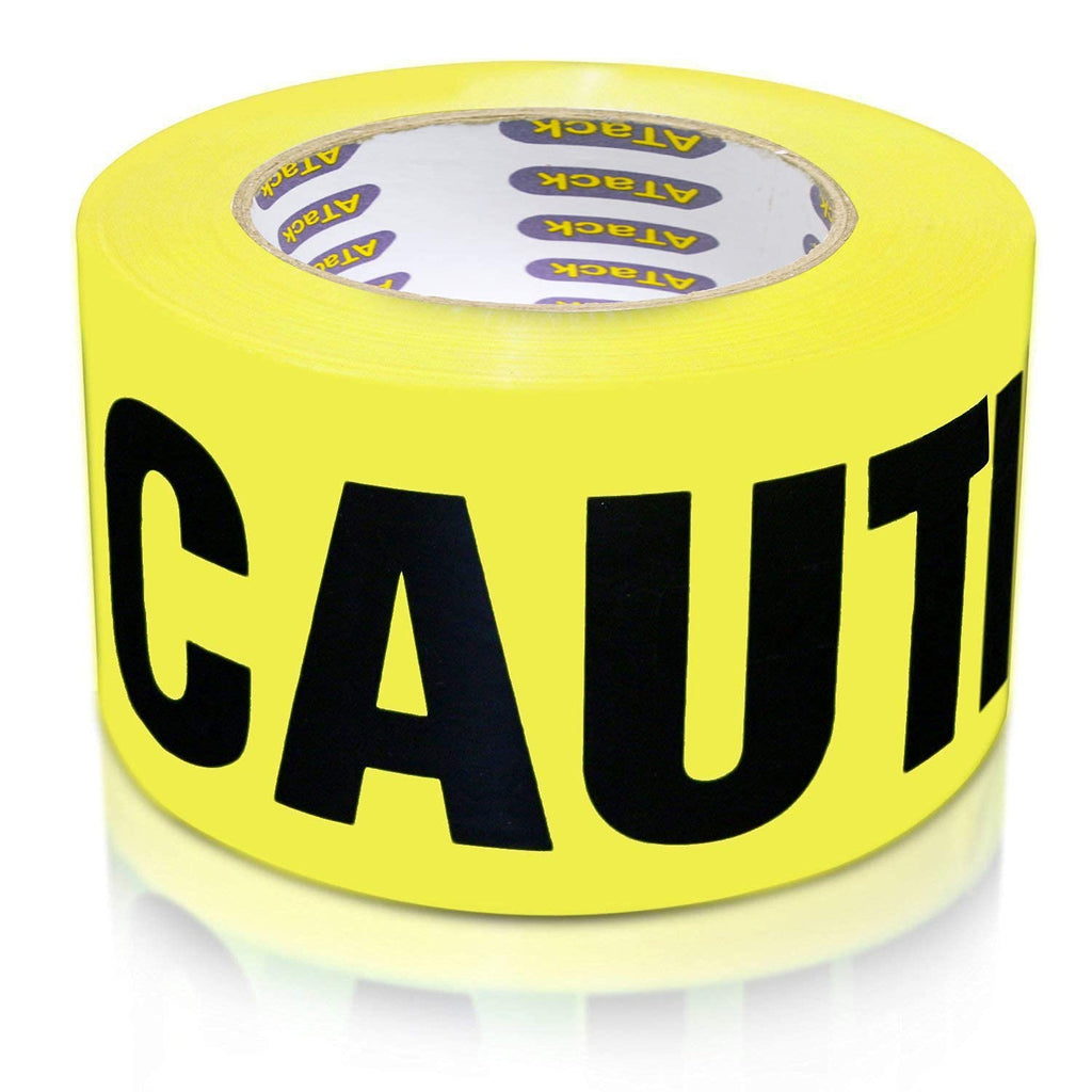  [AUSTRALIA] - ATack Caution Tape Roll Non Adhesive 3-Inch x 1000-Foot Yellow Black Barricade Safety Tape- High Visibility for Workplace Safety