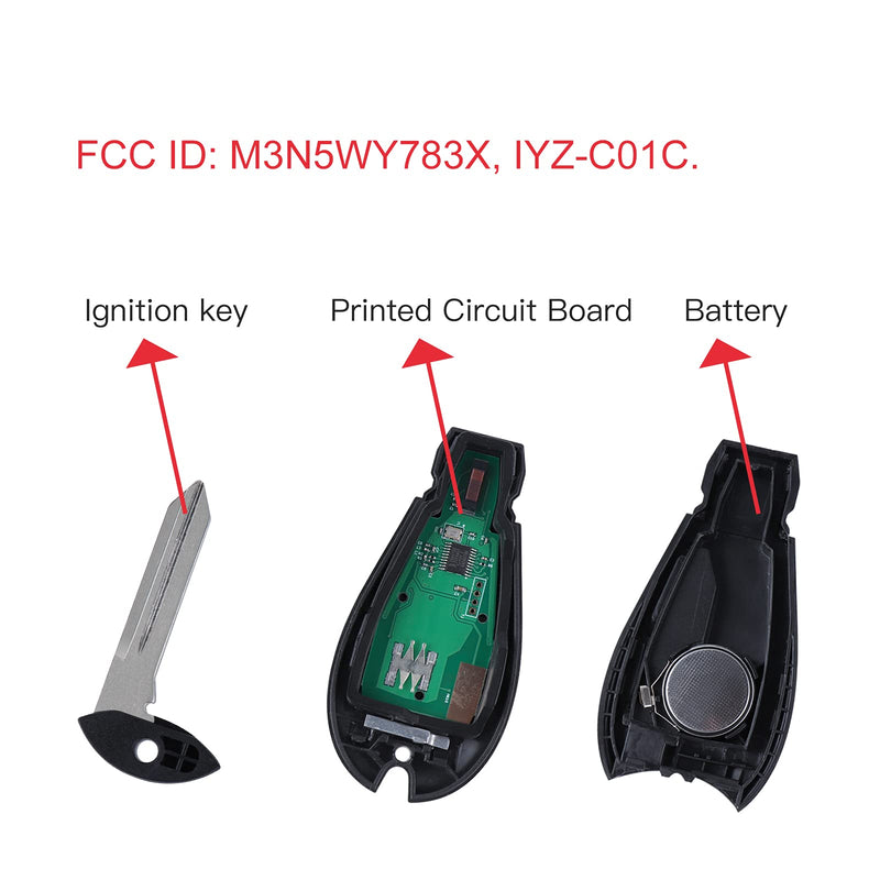  [AUSTRALIA] - Car Keyless Entry Remote Control Key Fit for Dodge Challenger 2008-2014, Dodge Charger2008-2012, Grand Caravan2008-2016, Chrysler 300, RAM 1500 2500 3500 （M3N5WY783X） Pack of 2