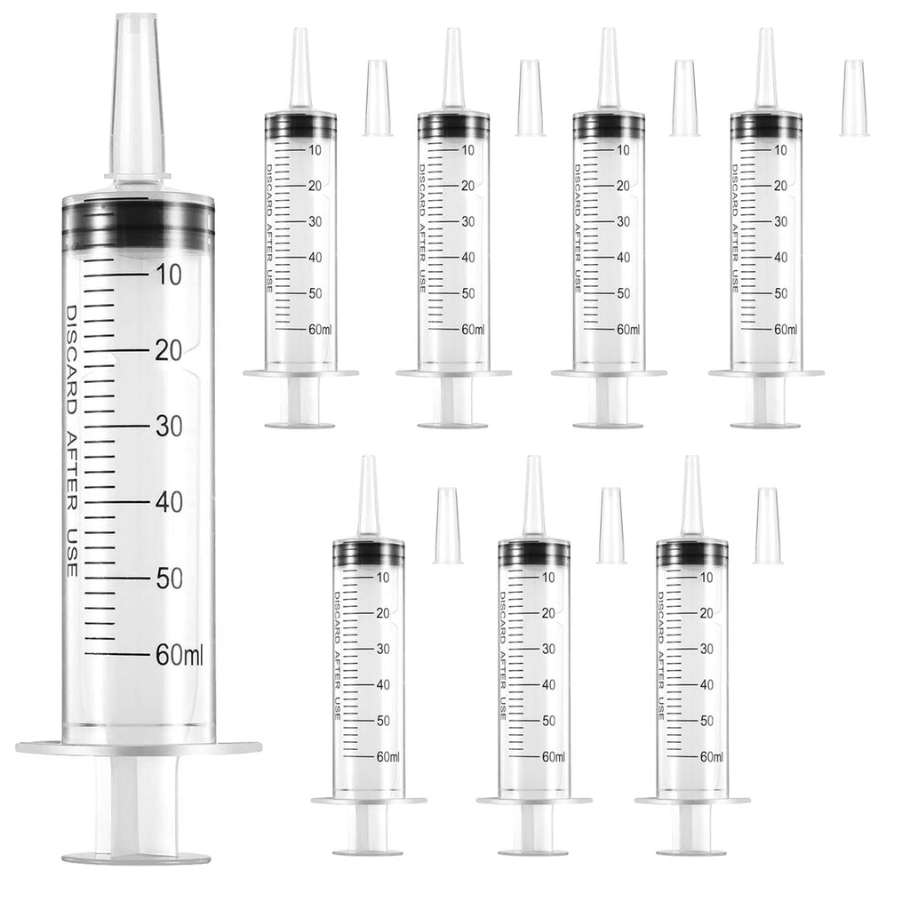  [AUSTRALIA] - JIAYU 60ML 8PCS Plastic Syringe with Cap Individually Sealed,Liquid Measuring Syringe Suitable for Industrial Scientific Labs,Measuring (60ml 8pcs) 8.0