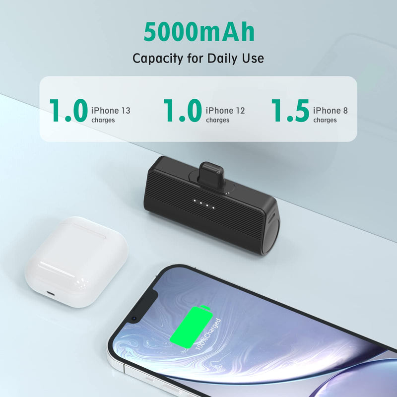  [AUSTRALIA] - Portable Charger for iPhone【MFi Certified】 KKD 5000mAh Mini Fast Charging Power Bank Small Battery Charger for iPhone 14/14 Pro Max/13/13 Pro Max/12/12 Pro Max/11/11 Pro Max/SE/XR/XS/X/8/7/6 Black