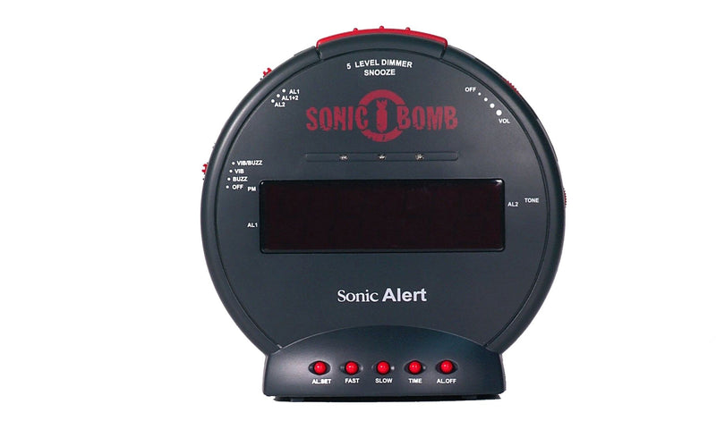  [AUSTRALIA] - Sonic Bomb Dual Extra Loud Alarm Clock with Bed Shaker, Black | Sonic Alert Vibrating Alarm Clock Heavy Sleepers, Battery Backup | Wake with a Shake Multicolor