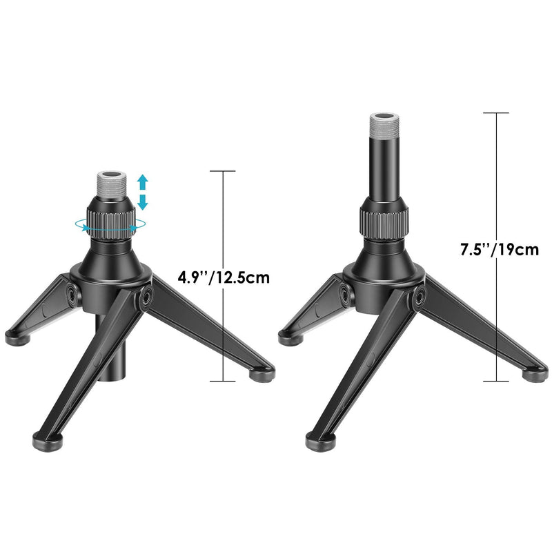  [AUSTRALIA] - Neewer Foldable Iron Mini Desktop Microphone Tripod Stand, Adjustable Height 4.9 -7.5 inches/12.5 -19 centimeters for Lectures, Podcasts, Online Chat, Meeting, Screencasts and More (NW-050)