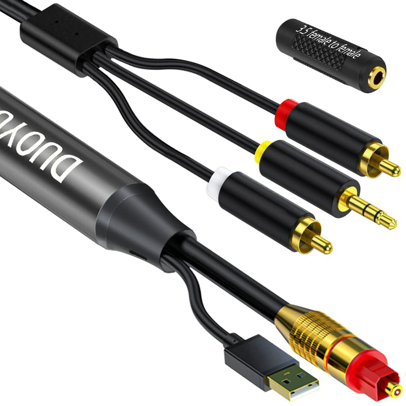  [AUSTRALIA] - Digital Optical to Analog 3.5mm AUX Audio Cable, Optical to 2 RCA Adapter, All-in-one D/A Audio Converter, for TV/PS4/Xbox/DVD SPDIF/TOSLINK/Optical Port to Sound Box Amplifier Headphones（16.5FT) 16.5FT Digital Optical to Analog