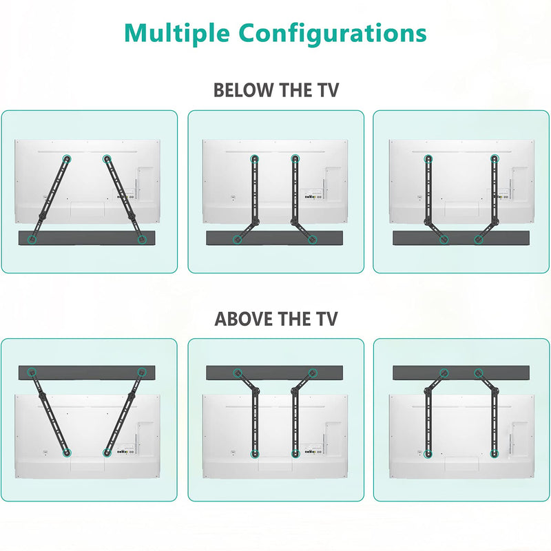  [AUSTRALIA] - WALI Sound Bar Mount Bracket, for Mounting Above or Under TV, with Adjustable 3 Angled Extension Arm, Fits Most 23 to 65 Inch TVs, up to 33 lbs (SBR202) SoundBar Bracket
