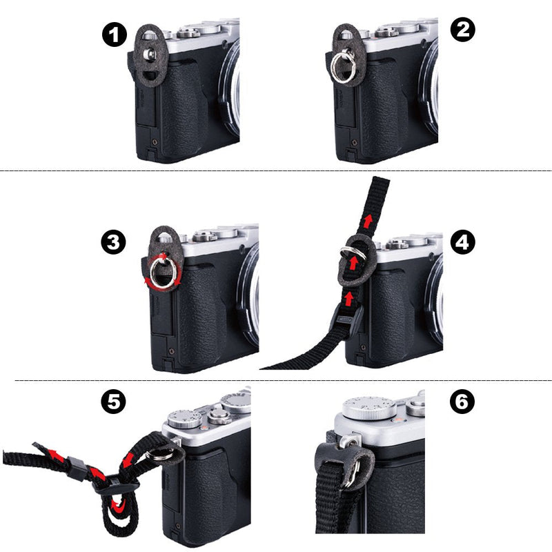  [AUSTRALIA] - JJC 2 Pairs Camera Strap Eyelet Split O Ring & Leather Cover Piece for A6600 A6500 A6400 A6300 A6100 A6000 A7RIV A7RIII A7II A7S A9 X-E4 X-T4 X-T3 X-T30 X-Pro3 X-S10 X100V Z7II Z6II Z5 Z50