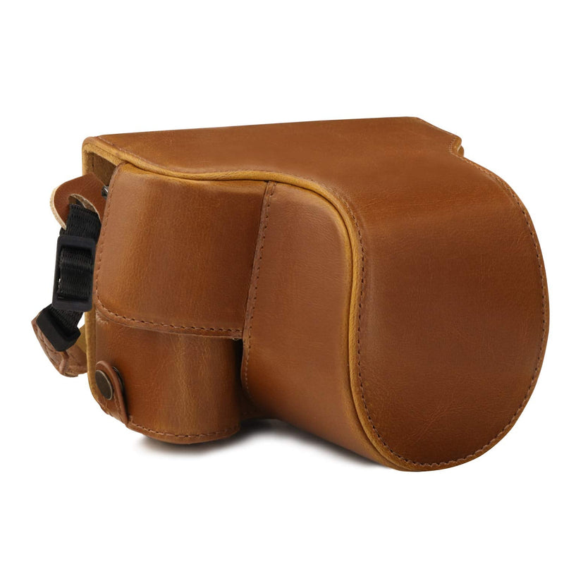  [AUSTRALIA] - MegaGear Ever Ready Leather Camera Case Compatible with Canon EOS M6 Mark II (15-45mm) Light Brown