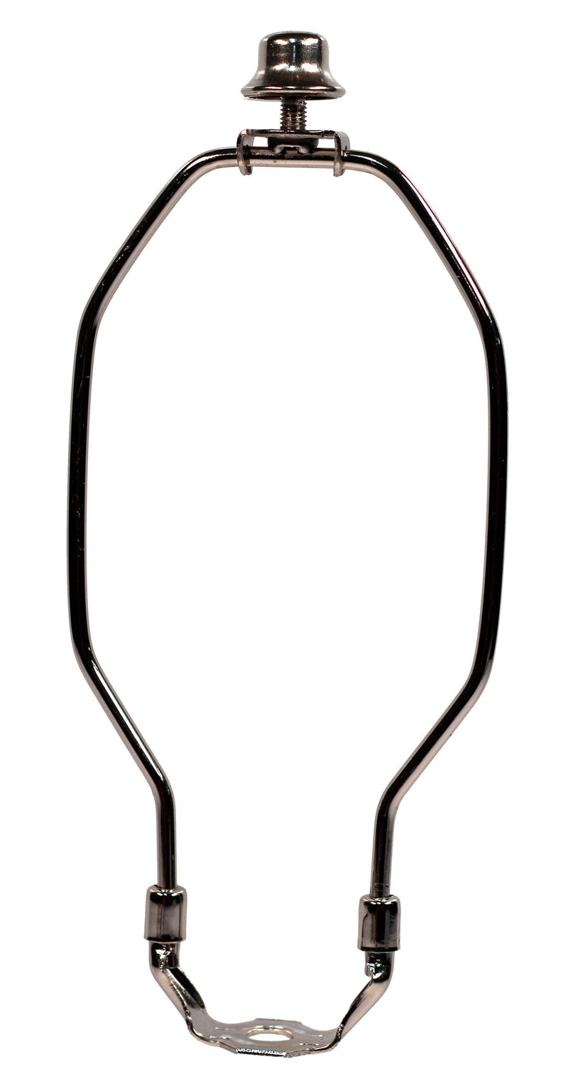  [AUSTRALIA] - Creative Hobbies 8 Inch Regular Weight Lamp Harp, Finial and Harp Base Set, Polished Nickel Finish
