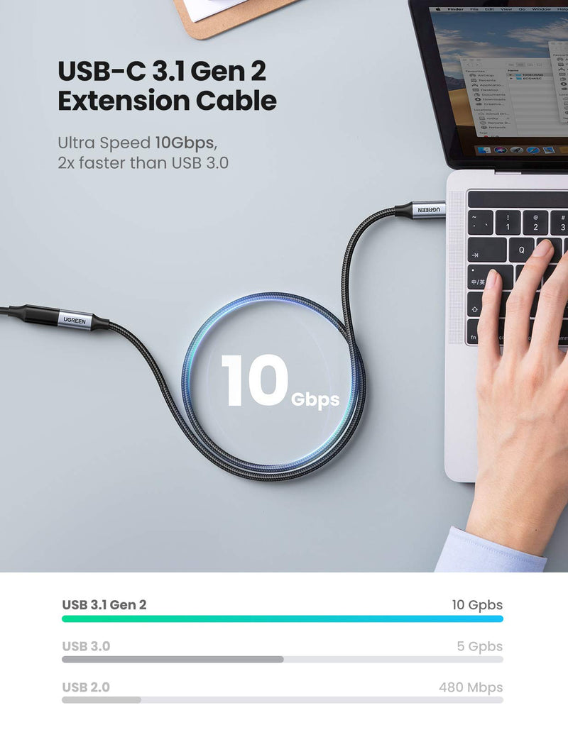 UGREEN USB C Extension Cable USB 3.1 Type C Male to Female Gen2 10Gbps Extender Cord for Nintendo Switch MacBook Pro Samsung Galaxy S21 S20 Note20 S10 Google Pixel 3 2 XL 1.5FT - LeoForward Australia