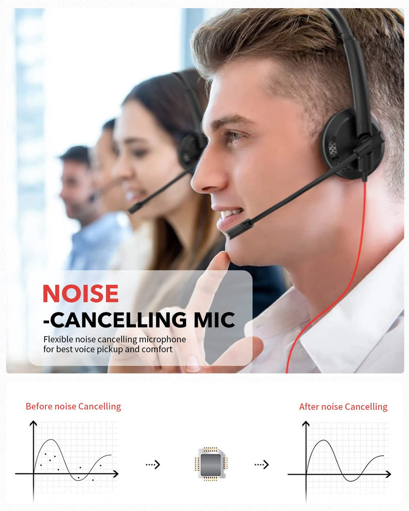  [AUSTRALIA] - NUBWO HW03 USB Headset with Noise Canceling Microphone for PC, in-line Controls, Lightweight Wired Headset for PC, Mac, Laptop on Home, Office, Classroom, Chat, Online Class, Meeting