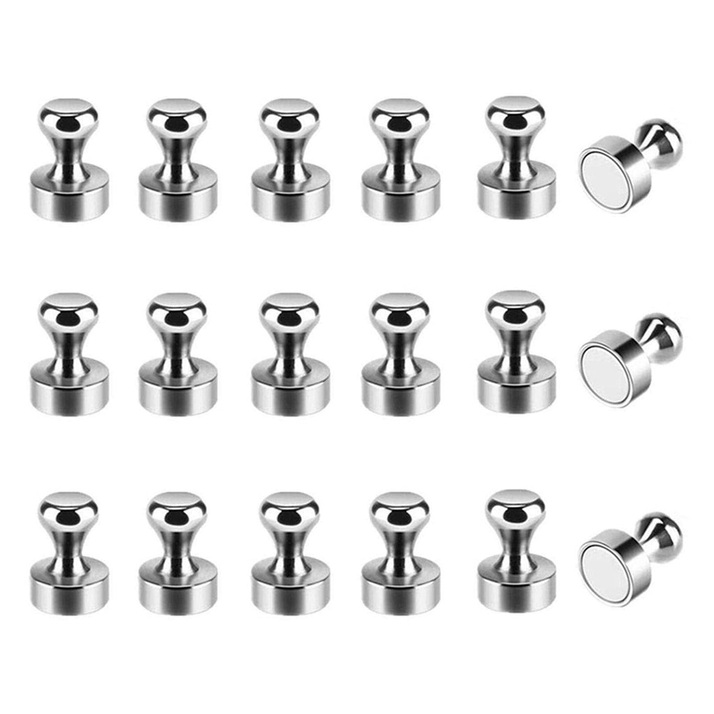  [AUSTRALIA] - 18pcs Magnetic Push Pins, Magnetic Hangers for Fridge Magnets, Office Magnets, Whiteboard Magnets, Map Magnets(Silver) silver