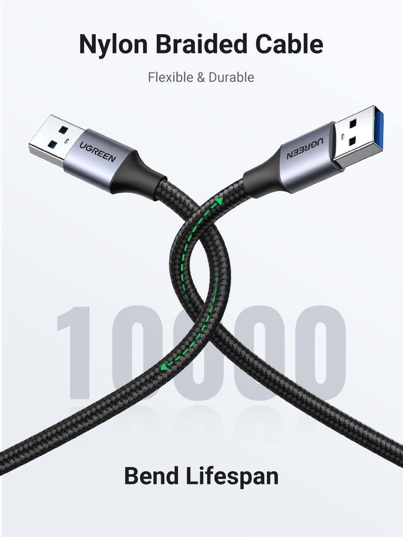  [AUSTRALIA] - UGREEN USB A to USB A, Male to Male, 2 Pack USB to USB 3.0 Cable Compatible with External Hard Drive, Laptop Cooler, DVD Player, TV, USB 3.0 Hub, Monitor, Camera, Set Up Box, and More(3 FT +3 FT) 3 FT