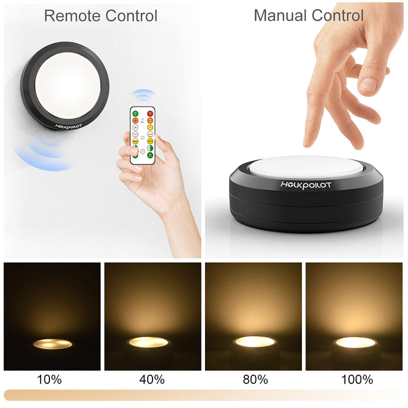 HOLKPOILOT Puck Lights with Remote Control, LED Under Cabinet Lights,Under Counter Light Battery Operated, Closet Light Dimmable,Wireless Under Cabinet Lighting, Stick On Lights(1PACK) 1pack - LeoForward Australia