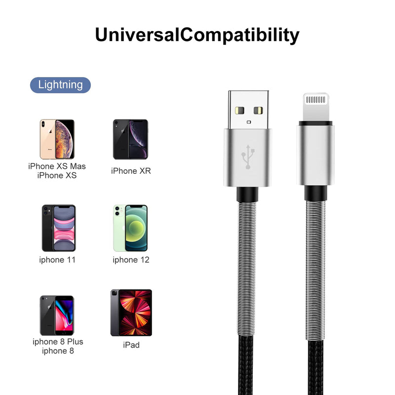  [AUSTRALIA] - 15 Ft Extra Long iPhone Charger Cord, [Apple MFi Certified] iPhone Charging Cable, 2.4A Nylon Braided Lightning Cable for iPhone 12/11 Pro Max/ 11 Pro/XS Max/XS/XR/X/ 8 Plus/ 8/7/ 6/5 1Pack Silver 15Feet