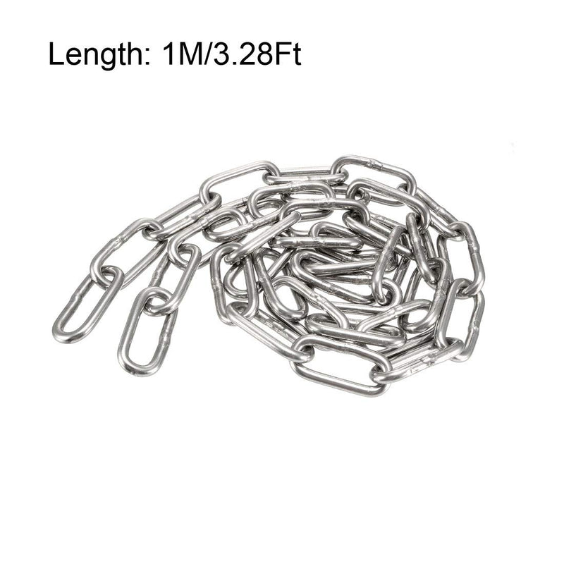  [AUSTRALIA] - uxcell Stainless Steel 304 Hardened Proof Coil Chain 1m Length 4mm Thickness Zinc Plated 1 Meters