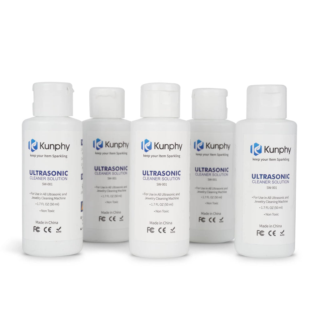  [AUSTRALIA] - kunphy Ultrasonic Jewelry Cleaner Solution, 1.7Oz 5 Packs, Designed for Diamond, Gem, Gold, Silver, Ring, and Jewelry 1.7Oz * 5packs