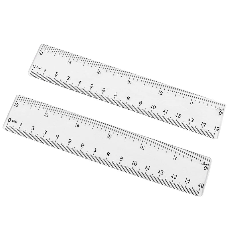  [AUSTRALIA] - JCBIZ 5pcs Plastic Transparent Ruler 15cm Straight Ruler Measuring Tool with Inches and Metric Measuring for Student School Office