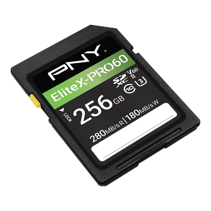  [AUSTRALIA] - PNY 256GB EliteX-PRO60 UHS-II SDXC Memory Card - 280MB/s Read, U3, V60, 4K UHD, Full HD, UHS-II for Professional Photographers & Content Creators, DSLR & Mirrorless Cameras &Advanced Video Cameras