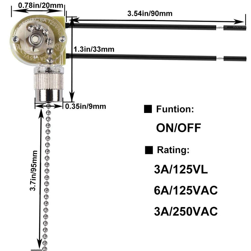  [AUSTRALIA] - Vinaco Ceiling Fan Switch, Zing Ear, ZE-109, 2 Speed Two-wire Light Switch. High Quality Pull Chain Switch,On-Off with Pull Chain,Compatible with Most Hunter Ceiling Fan Light, Wall Lamps. ZE109-1Pack