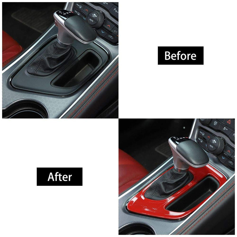  [AUSTRALIA] - Voodonala for Challenger Gear Shift Panel Covers Decoration Trim Accessories for Dodge Challenger 2015 up (Red)