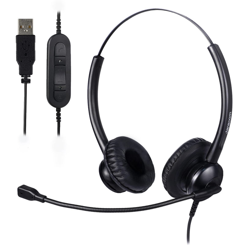  [AUSTRALIA] - Jaracom USB Wired Headset with Microphone Noise Cancelling and Volume Control, Computer PC Headphones for Business Skype UC Lync Softphone Call Center Office, Clearer Voice, Lightweight, Ultra Comfort