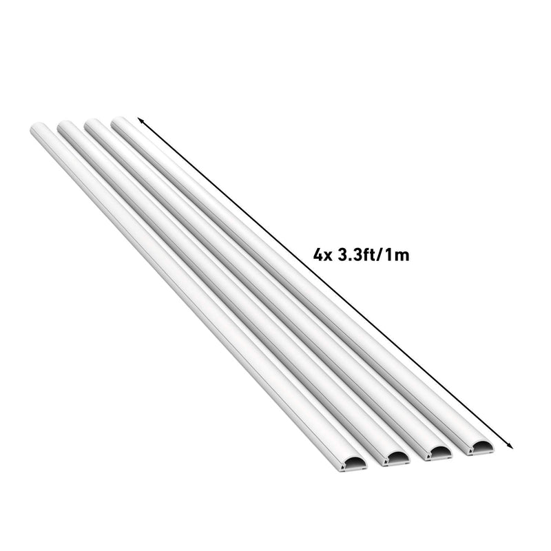  [AUSTRALIA] - D-Line 13.12ft White Cord Cover Kit, Half Round Cable Raceway, Paintable Self-Adhesive Cord Hider, On Wall Cable Hider, Cable Management - 4X 0.78 (W) x 0.39" (H) x 39" Lengths & 12 Accessories Small (Micro+)