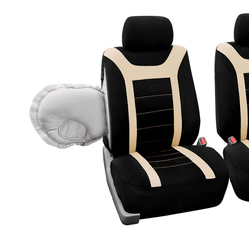  [AUSTRALIA] - FH Group FB070102 Sports Seat Covers (Beige) Front Set – Universal Fit for Cars Trucks & SUVs