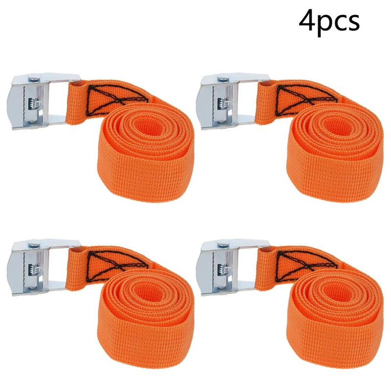  [AUSTRALIA] - Aicosineg 1Mx2.5cm Cam Buckle Tie Down Lashing Strap Polypropylene, for Outdoor Luggage Camping Moving Cargo Straps Orange Tone 4pcs 1Mx2.5cm 4pcs