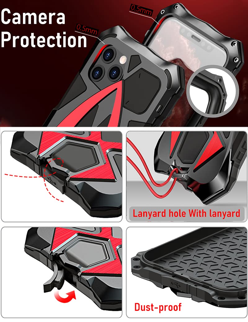  [AUSTRALIA] - KumWum Military Grade Protector for iPhone 12 Mini Case Armor Shockproof Dustproof Snowproof Full Body Cover Aluminium Bumper Hybrid Built-in Soft Rubber - Black iPhone 12 mini (5.4") (12 mini) Black