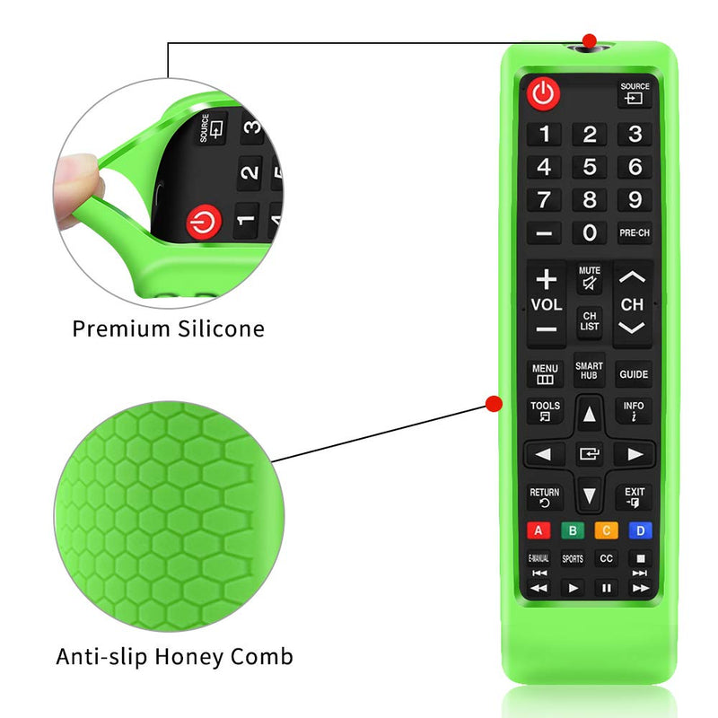  [AUSTRALIA] - 2Pack Silicone Protective Case Sleeve for Samsung LCD LED HDTV 3D Smart TV Remote,Samsung BN59-01199F BN59-01301A Remote Holder Skin,Shockproof Samsung Remote Bumper Back Covers-Glowblue Glowgreen