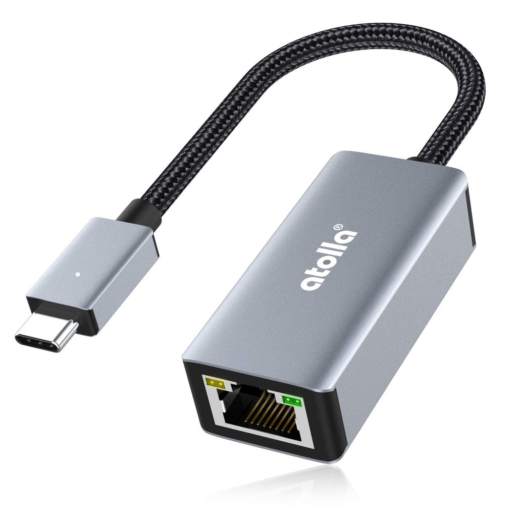  [AUSTRALIA] - USB C to Ethernet Adapter, atolla USB Type-C to LAN Network RJ45 Gigabit Ethernet Adapter, Thunderbolt 3 Compatible with MacBook Pro, MacBook Air, iPad Pro, Surface, XPS and More Grey