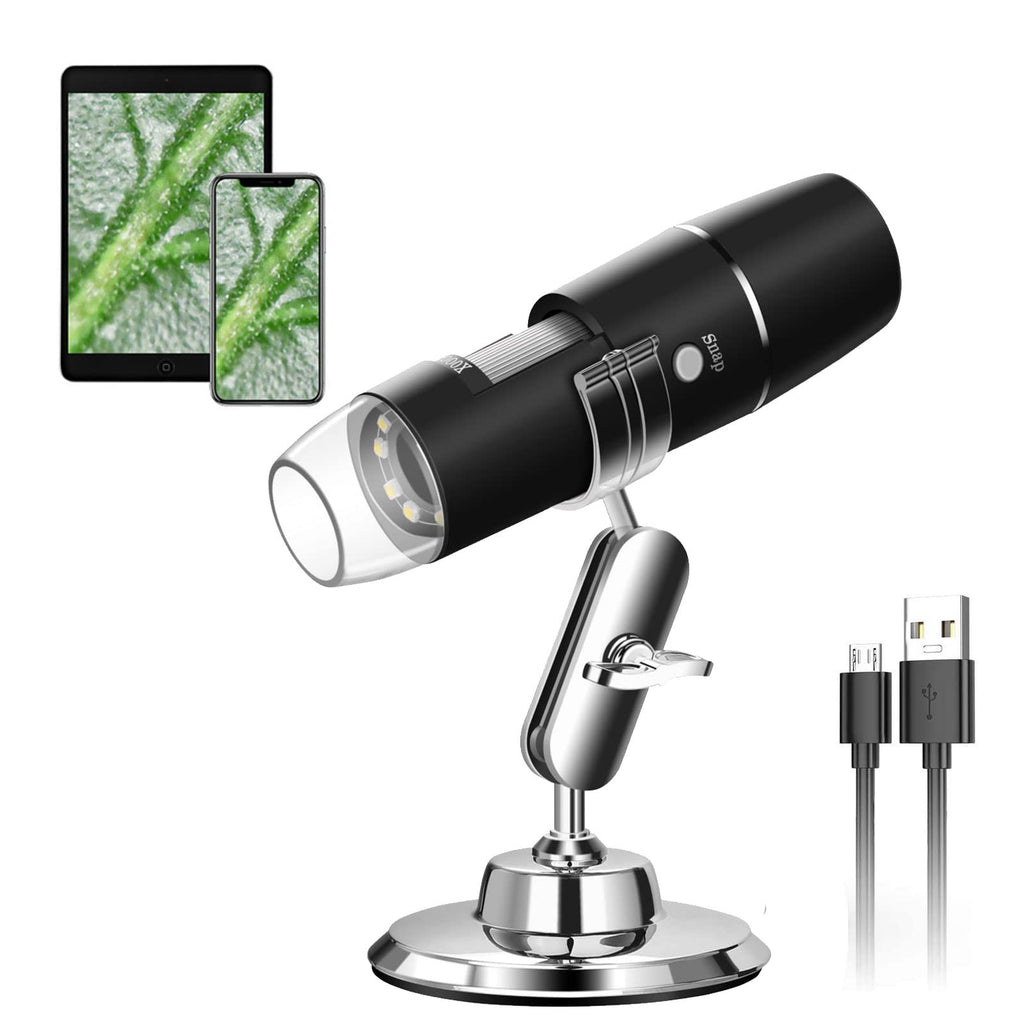  [AUSTRALIA] - WADEO Digital USB Microscope, Portable WiFi Microscope 50X-1000X Magnification with Endoscopy and 8 LED, Digital Microscope for Android, iOS, Windows Silver, 50X-1000X Magnification