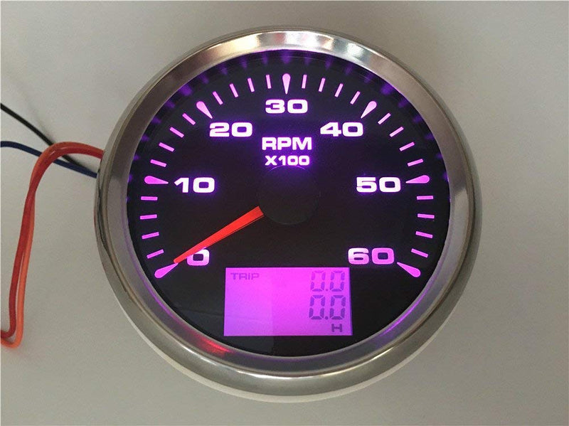  [AUSTRALIA] - ELING Waterproof 0-6000RPM Tachometer Gauge for Car Truck Boat Yacht with 8 Colors Backlight 85mm