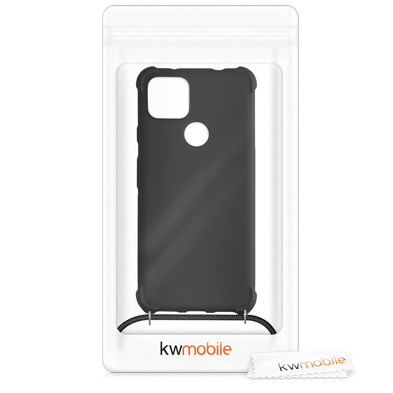  [AUSTRALIA] - kwmobile Case Compatible with Google Pixel 5a 5G - Crossbody Case Soft Matte TPU Phone Holder with Neck Strap - Black