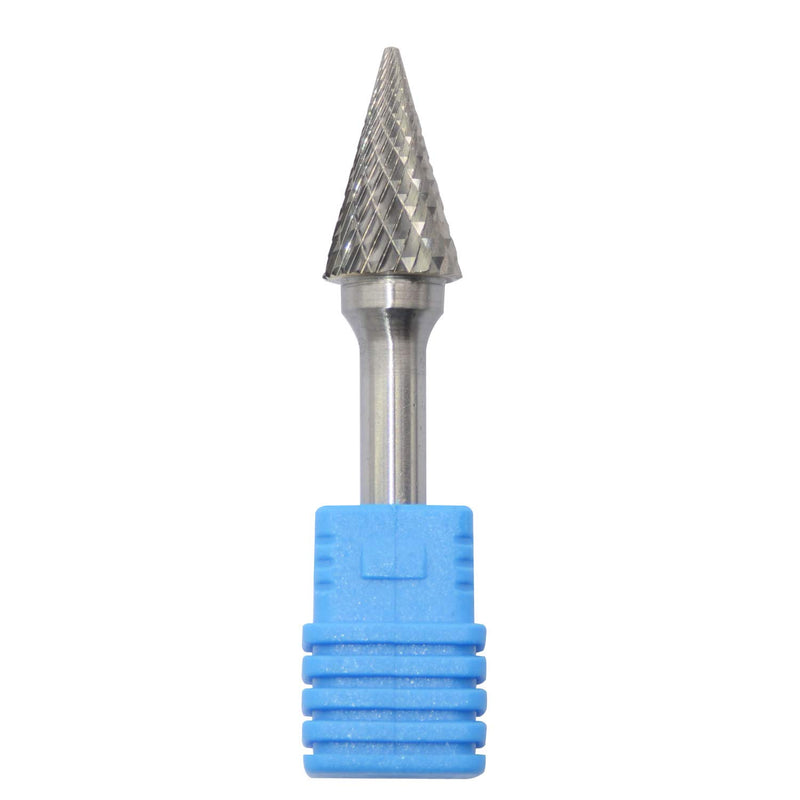 SM-5 Tungsten Carbide Burr Rotary File 25 Degree Pointed Cone Shape Double Cut with 1/4''Shank for Die Grinder Drill Bit - LeoForward Australia