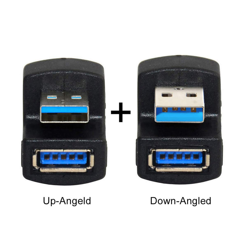  [AUSTRALIA] - Xiwai 1 Set Up & Down Angled USB 3.0 Adapter A Male to Female Extension 180 Degree 5Gbps