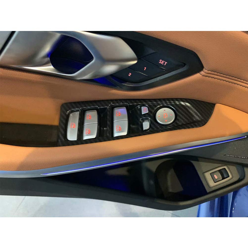 RQING For BMW New 3 SERIES 330i Sedan G20 2019 2020 Interior Window Switch Plate Cover Trims Carbon Fiber Pattern - LeoForward Australia